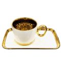 Elegant White and Gold Tea Cups & Saucers Set of 6 - Ceramic - Tea Sets. 