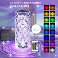 Crystal Table Lamp Rose Diamond Touch Lamp with USB 3/16 Color Crystal LED Light. 