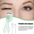 Green Eyelash Curler Portable Electric Heated Perm Comb USB Rechargeable Long Lasting Eyelashes Thermal Curler Makeup Tools. 