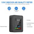 5 in 1 Air Quality Monitor TVOC HCHO Temperature Humidity CO2 Meter, USB Rechargeable CO2 Detector. 