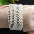 ladies bangles -Trendy pearl Bangles with White Pearls/Beads churiya 12 pcs for Girls and Women" churiyan set - sizes 2 or 2.5 dhai. 