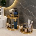 XHHDQES Gold Metal Makeup Organizer Shelf Storage Basket Round Wire Vanity Organizer Rack for Dresser Bathroom 21x9.5cm. 