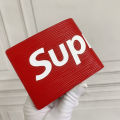 LV Supreme Red PU Leather Wallet For Men, Branded Wallet for boys. 