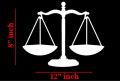 Scales Tarazu Sticker/Decals for Car Back Mirror (White color) 8x12 inch Premium Quality. 