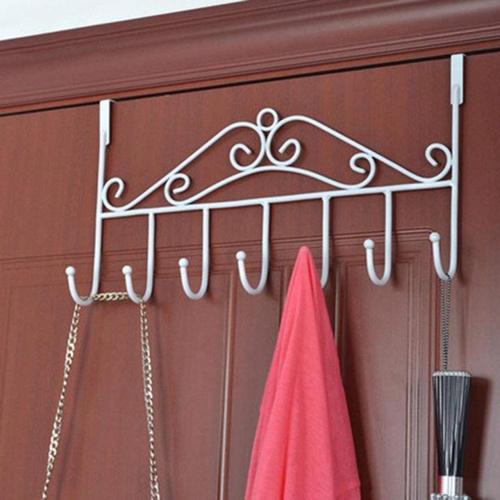 Over Door Hanger with 7 Hooks, Metal Over the Door hanger, Door Hooks, Hanging Storage Rack for Clothes, Bedroom, Bathroom, Door hanger for Home, Office Kitchen