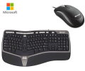 Microsoft_Multimedia Ergonomic Keyboard & Mouse Combo Pack - Silver Black. 