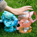 Cute frog water bottle Leak-proof Strap Large Portable water bottle Straw Portable Large  sports water bottle for Outdoor activities Sports and exercise School or office Girls and kids Hydration. 