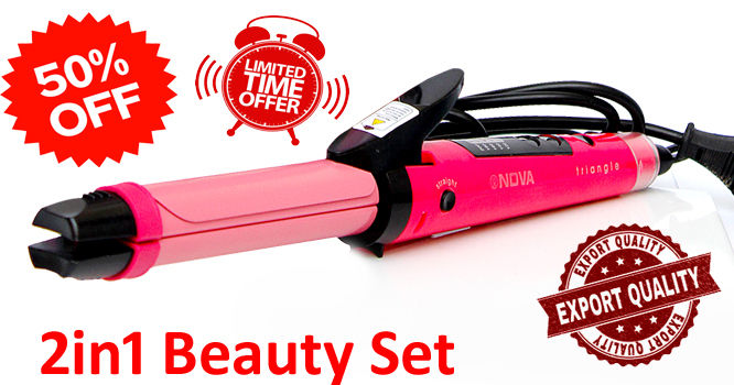 2 in 1 Hair Straightener & Curler Beauty Set Rod Styling Tool for Women