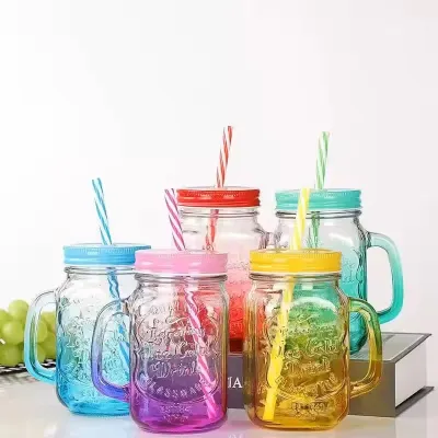 Colorful Mason Glass Mug