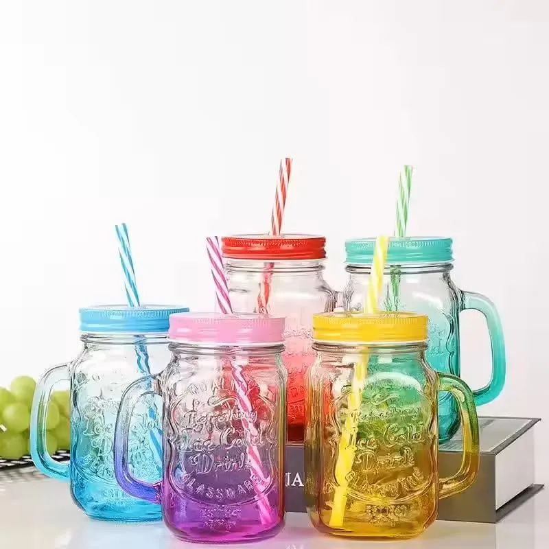Colorful Mason Glass Mug