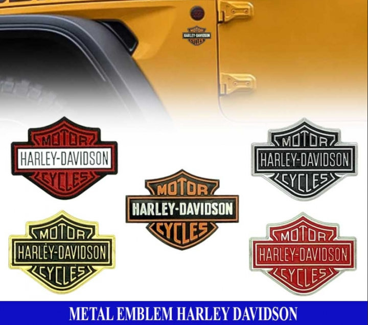 Harley Davidson 3D Chrome Badges Bike Emblem Stickers (Gold)