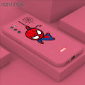 Hontinga for Samsung Galaxy A02S Case Cute Marvel Avengers Cartoon Spiderman Spider Man Phone Case Square Edge Silicone Cases Full Lens Cover Shockproof Protection Case. 