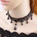Black Polyester Irresistible Crystal Choker Necklace For Women. 