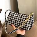 Women's Fashion Houndstooth  Print Crossbody Bag, Casual Versatile Retro Shoulder Purse, Lightweight for Shopping, Work, Travel, Commuting, Perfect Gift, Polyester Lining, Zip Closure, No Oil Edging. 
