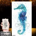 Seahorse Temporary Watercolor Tattoo for Children and Women. 