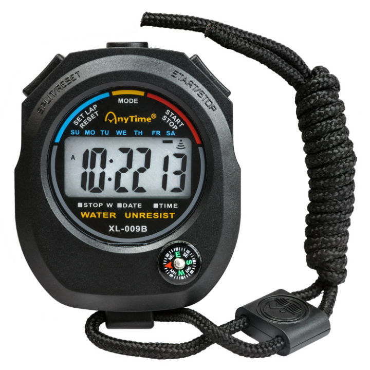 Anytime electronic stopwatch multi-function timer large character display shockproof anti-magnetic track and field training race running watch