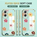 (Free Lanyard) Luxury 6D Plating Case for OPPO F21 Pro 5G / Reno7 Z 5G / Reno8 Z 5G Back Cover Color Cartoon Flowers Side Pattern Soft Silicone Square Phone Cases. 