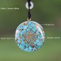 Orgonite Energy Crystal Pendant Sacred Sri Yantra Orgonite Chakra Necklace Handcraft Pendant Wealth Brings Good Luck. 