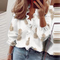 Elegant Top Pure Colors Beautiful Flower Print Women Shirt. 