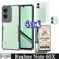 Realme Note 60x Shockproof Phone Case for Realme Note 60 50 4 in 1 Camera Lens Glass Screen Protector and back film. 