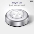 PACK OF 6--Mini Wireless 3 LED Light Push Touch Lamp Kitchen Cabinet Closet Night Wall Tap Light Led tap touch light Stick-on Push Button Touch Lights 3 LED Push Touch Lamp Wardrobe Light Kitchen Cabinet Closet Night Wall Light Operates. 
