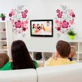 Pink Flower Vines Wall Sticker Floral PVC Wall Decor Removeable Wall Art Mural For Home Decor Water Proof Wall Paper. 