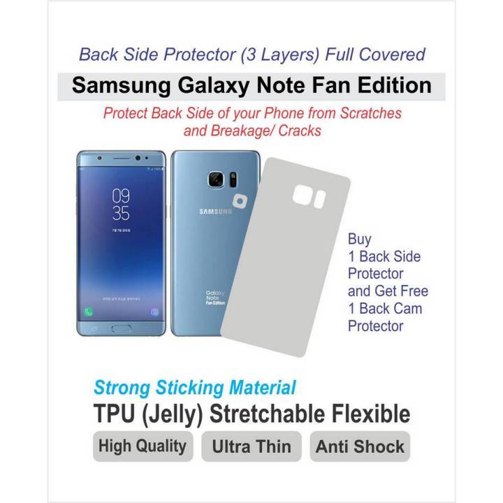 Samsung Galaxy Note 7 Fan Edition - Pack of 2 - Back side protectors - Best material - TPU Jell - with 2 back cam lens protectors