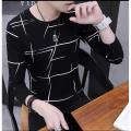 Black Elegant Curved Design T-Shirt For Boys. 