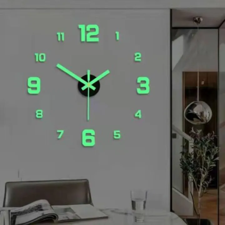 Night Light Wall Clock, Glow in The Dark Wooden Wall Clock, Silent ...