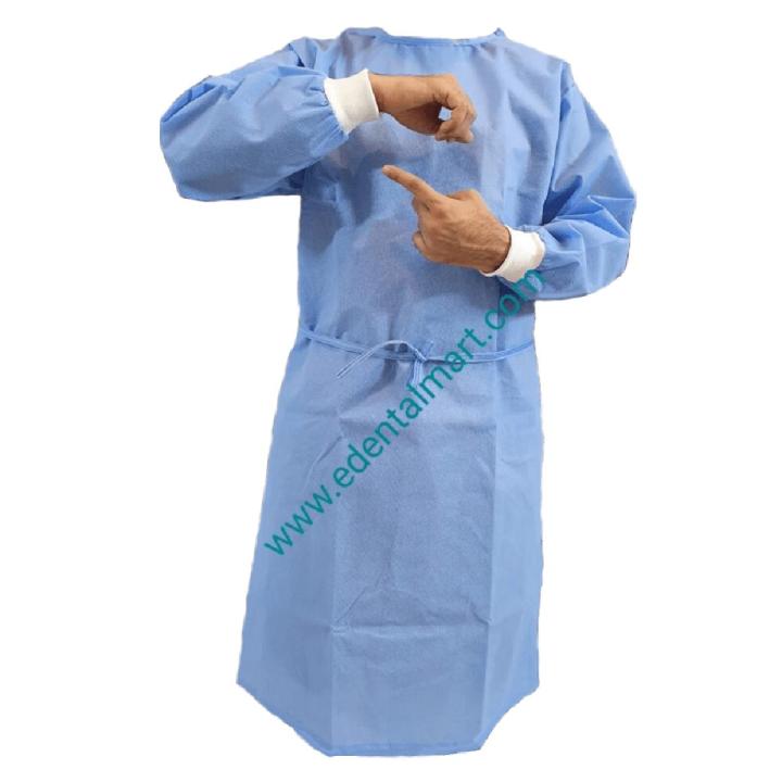 Disposable Surgical Medical Gown for Medical Staff & Patient Isolation - Disposable Patient Isolation Surgical Gown 75 Grams (Light Blue, Large)