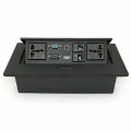 Multi Function Switch Socket Pop-up Technology Box for table, Desktop Pop up Socket with two universal power socket, network port , telephone port HDMI, VGA & USB. 