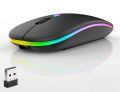 RGB Wireless Mouse With Stiched Mousepad - Slim & Silent 7 Colour LED Lights - Dual Mode 2.4G & Bluetooth Rechargable Portable Optical Office Mouse With USB Receiver - 3 Adjustable DPI Levels for Notebook, PC, Computer, MacBook. 