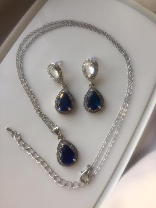 Luxurious%20and%20Fashionable%20Inlaid%20Blue%20Diamond%20Earrings%20Women's%20Romantic%20Bride%20Wedding%20Earrings%20Necklace%20Set%20Party%20Jewelry%20-%20Image%206