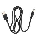 USB Cable 5.5mm / 2.1mm 5V DC  Jack Power Cable (Black, 75cm). 