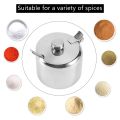 Stainless Steel with Lid and Spoon Sugar Bowl Seasoning Jar Container. 