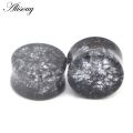 【Hengli jewelry story】Alisouy Crack Ear Piercing Jewelry 2pc Organic Shattered Quartz Glass Saddle Plugs Double Flared Tunnel Gauges. 