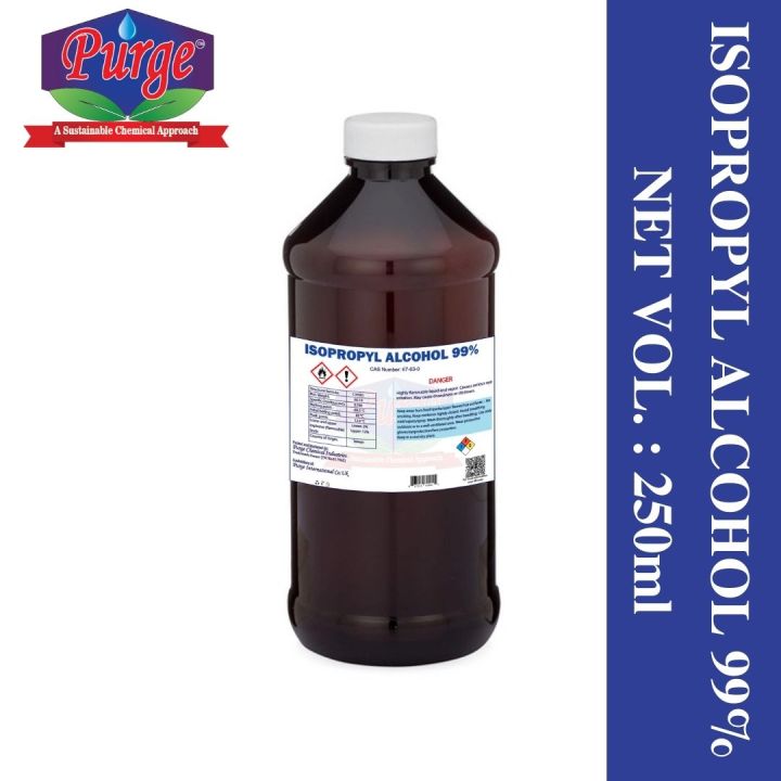 Purge Isopropyl Alcohol 99% 250ml - Isopropanol (IPA) 0.25 L - Disinfectant - Medical Grade - For Cleaning Electronics, Art and Craft, Painting - IPA 99%