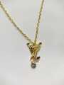 Golden Stainless Steel Eagle Pendant With Silver Stone/Necklace for Women/Girls. 