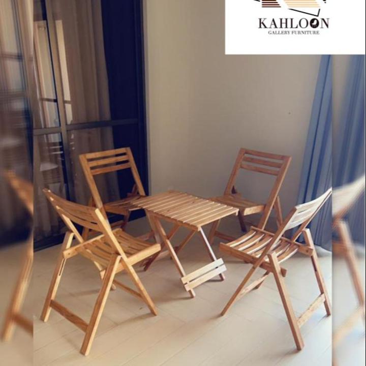 KGF Wood Chair Folding Set of table Portable wooden kitchen