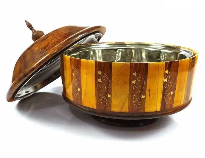 Pakistan Roti Container Insulated Traditional Tukri Hotpot for Roti | Wooden Roti Server (Tukri Design ...