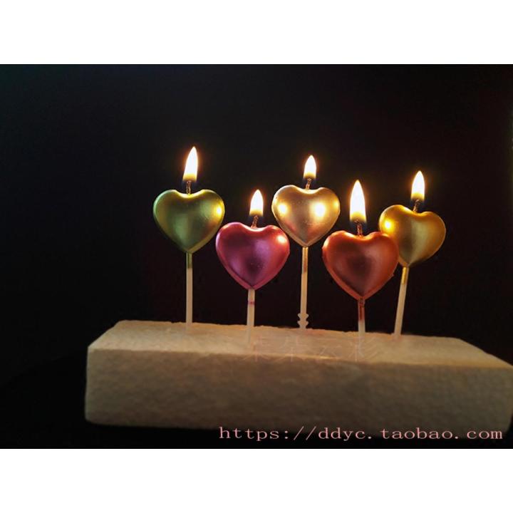 Heart Shaped Cake Candles Pack in Multi Colors For Birthday - Anniversary Cake Decoration