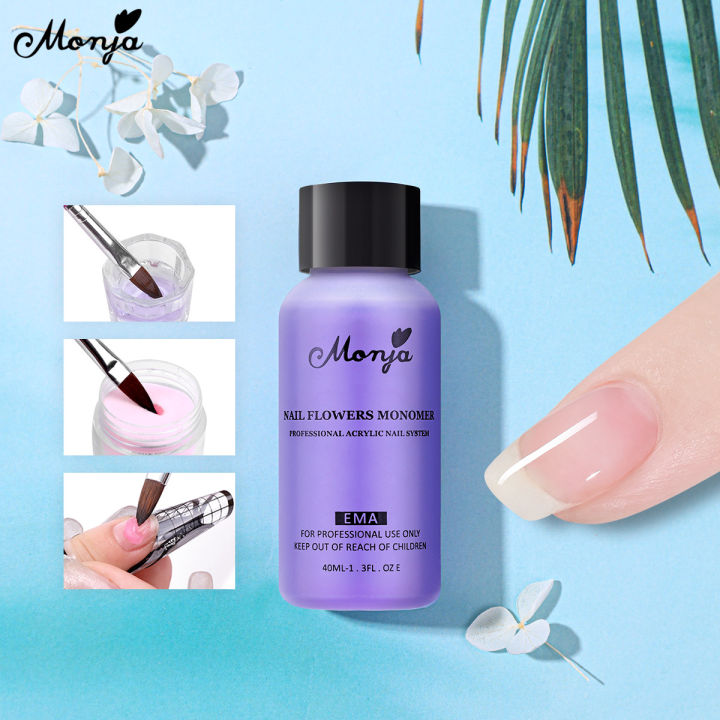 Monja 40ml Acrylic Liquid Monomer Polymer Crystal Liquid Nail Extension Non-Yellowing EMA Acrylic nail supplies