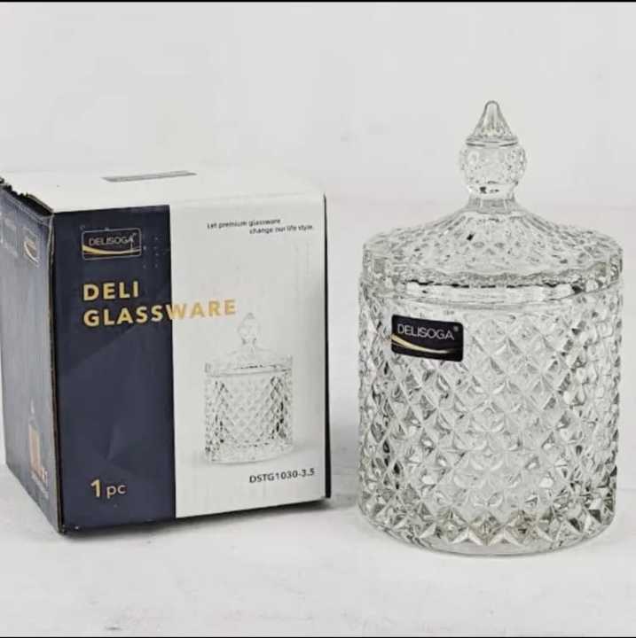 Crystal Glass Candy Jar Bowl with Lid - Crystal Glass Jar with Lid - Unique Jar for Gifting Multipurpose