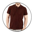 Basic Dark Brown Polo T-Shirts for Men - Short Sleeve Collar T-Shirts - High-Quality Plain Tees. 