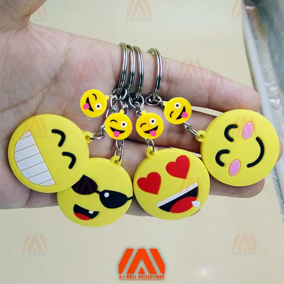 Emoji 3D Key Chain Double sided printed rubber keychain, Cool