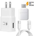 Samsung Fast Adaptive Wall Adapter Charger for Galaxy S10 S9 Plus Note 9 S8 Note 8 EP-TA20JWE - 6 Foot Type C/USB-C Cable and OTG Adapter - White. 