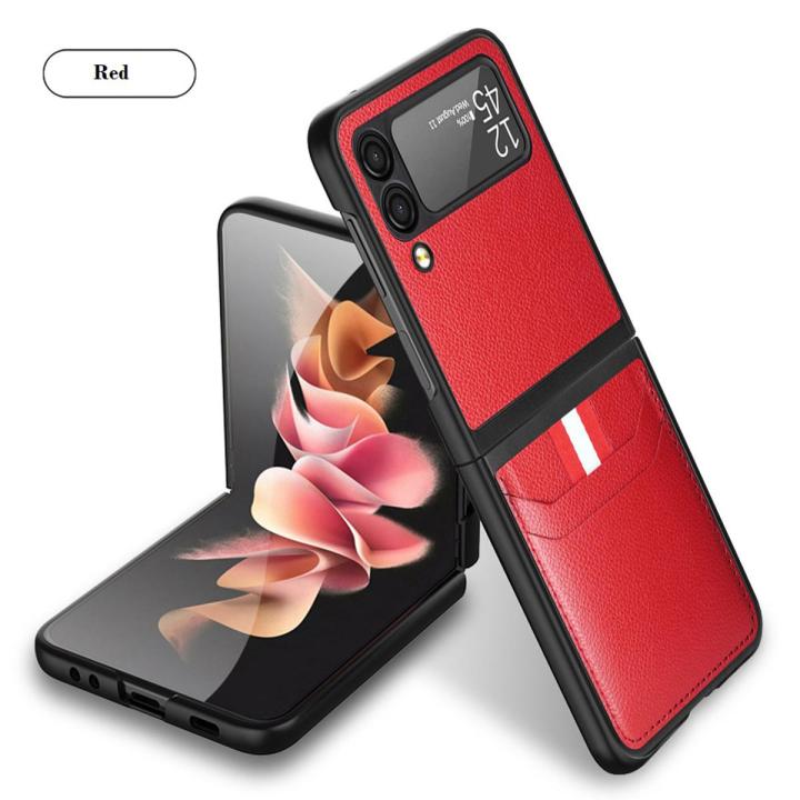 Samsung Galaxy Z Flip 3 Cover Leather Protective Cover Heavy Duty Shockproof Samsung Galaxy Z Flip 3 Protection Back Case