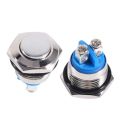 Practical Stainless Steel Push Button Switch 16MM Reset High Round Head Metal Switch Flat Top Self-Resetting Switch Doorbell Replacement. 