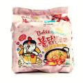Samyang Carbonara Noodles 650 grams - pack of 5 - instant Noodles pink - Hot Chicken Carbo - Korean fire noodles -  Korean Noodles. 