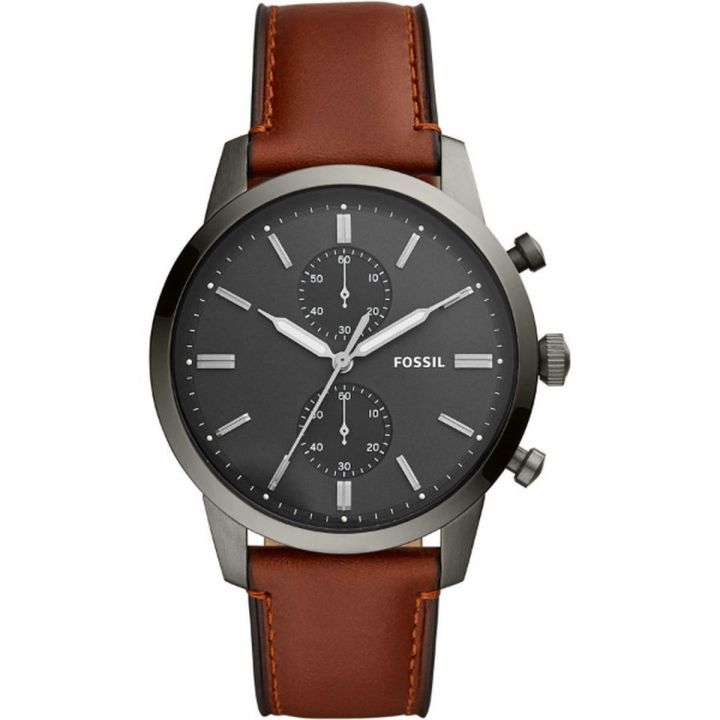 Fossil Grey Dial Amber Leather Strap Chronograph Watch For Men FS5522 Daraz.pk